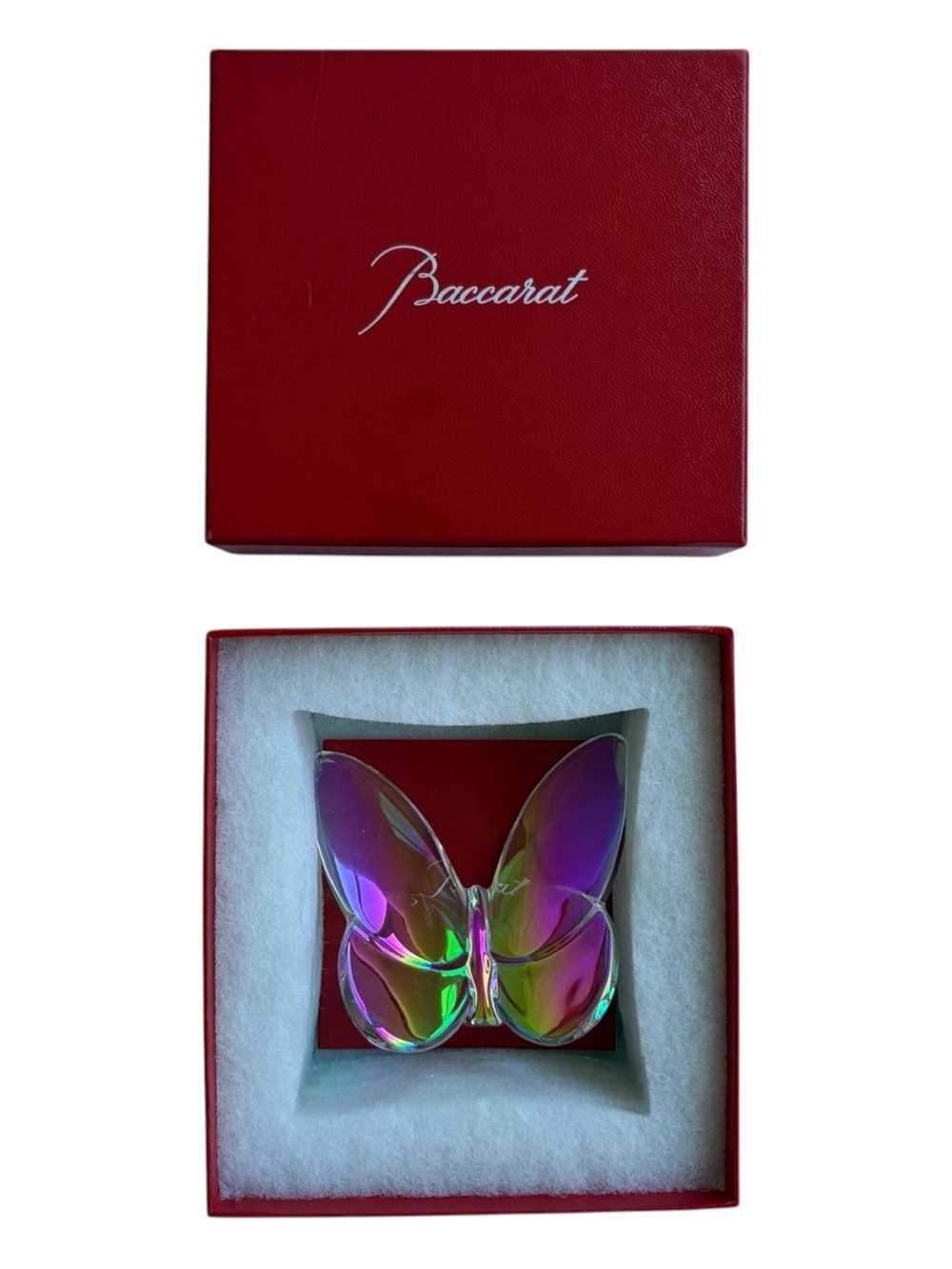 Baccarat Papillon Lucky Clear Iridescent Butterfly Crystal Figurine New 2601482